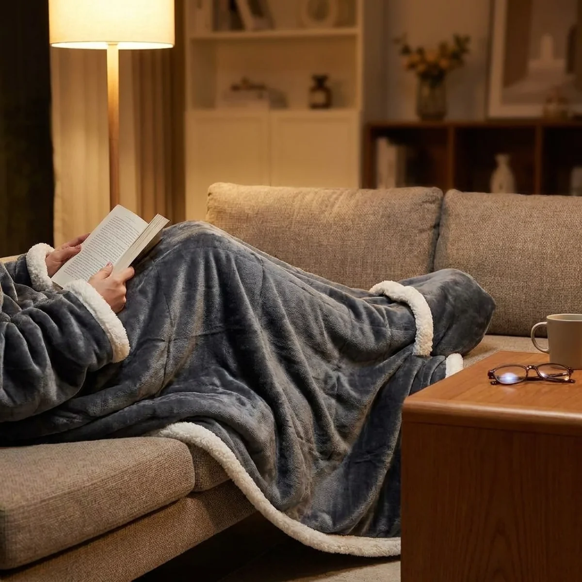 WARMHAVEN – Wearable Sherpa Blanket for Cozy Relaxation - Imagen 3
