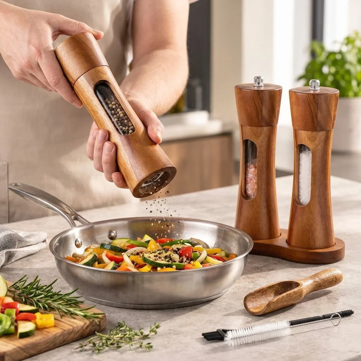 GRINDPEEK – Salt and Pepper Mill with Viewing Window for Convenient Use