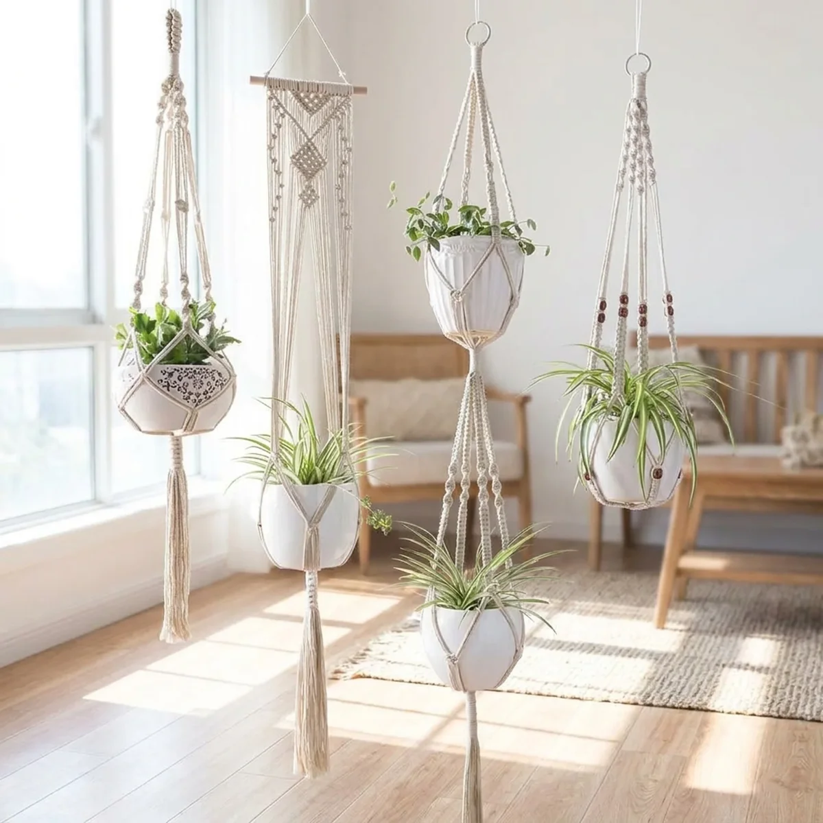 HANGBELLE – Hanging Basket Set of 4 for Charming Interior Decor - Imagen 3