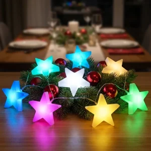 STARFEST – Colorful LED Star Christmas Lights with USB Rechargeable Glow