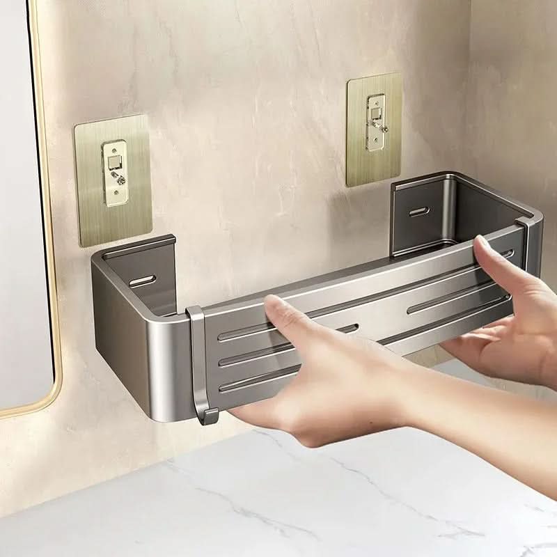 ALUMORA – Self Adhesive Aluminum Bathroom Shelf Organizer - Imagen 9