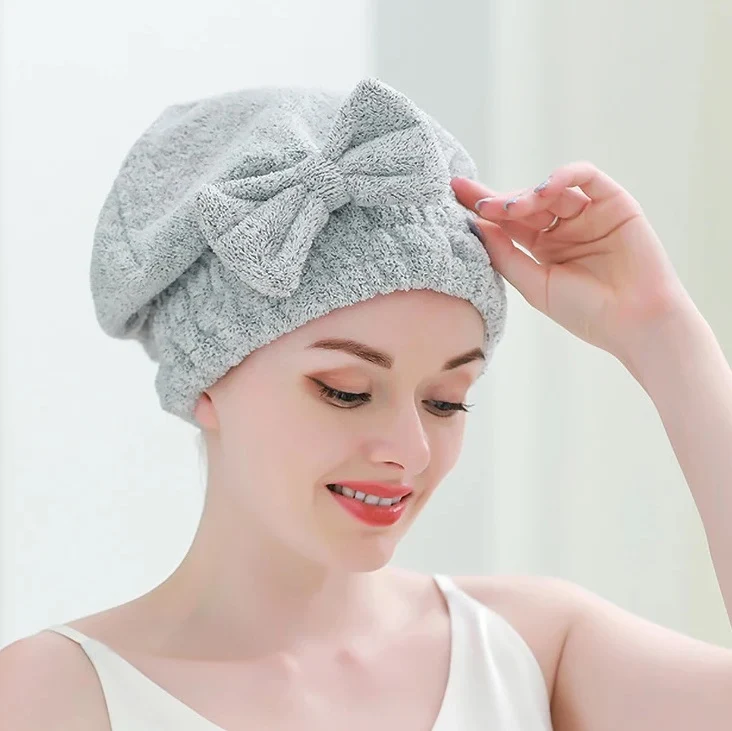 Toalla para el cabello microfibra tipo gorro secado rápido - Imagen 3