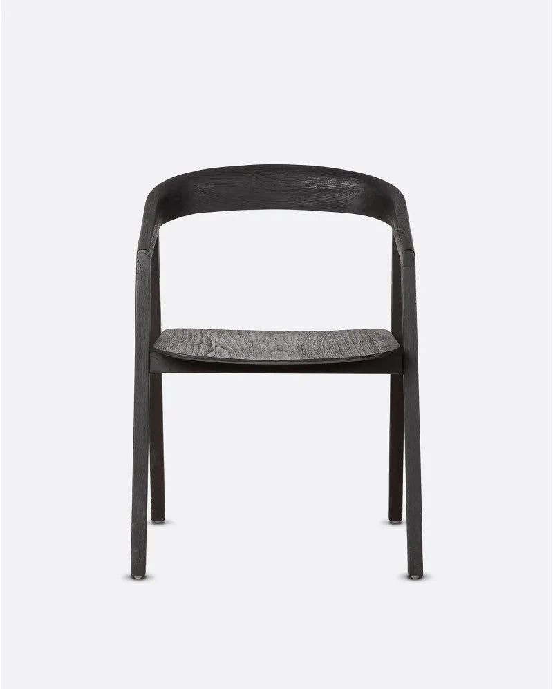 Silla ARC de madera de teca 56 x 57 x 76 cm en color negro - Imagen 3