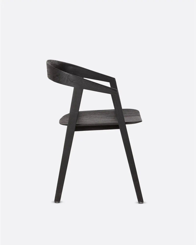 Silla ARC de madera de teca 56 x 57 x 76 cm en color negro - Imagen 4