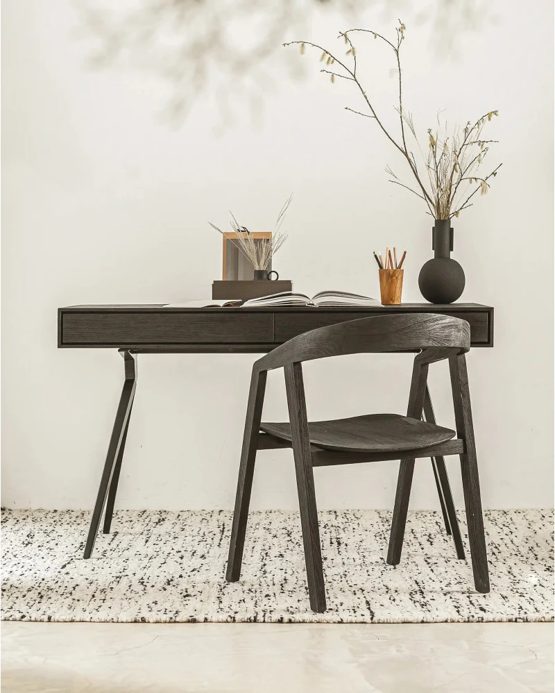 Silla ARC de madera de teca 56 x 57 x 76 cm en color negro - Imagen 8