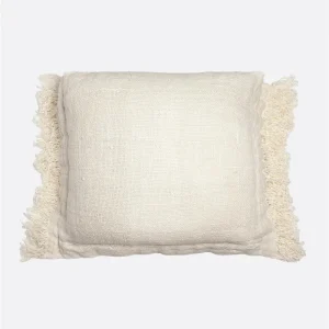 Puf MUNNAR con funda de lino 50 x 50 x 45 cm en color blanco