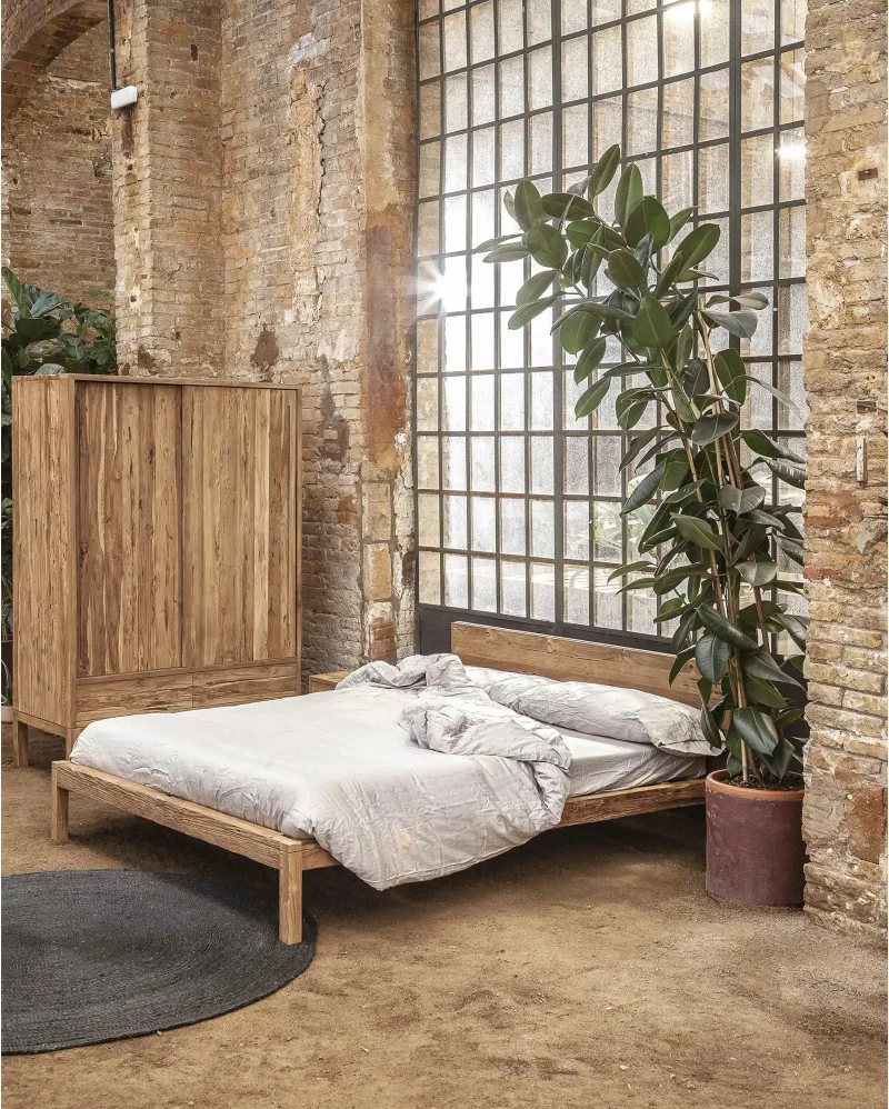 Estructura de cama EROSI de madera de teca reciclada 170 x 210 x 79 cm para colchón 160 x 200 cm - Imagen 7