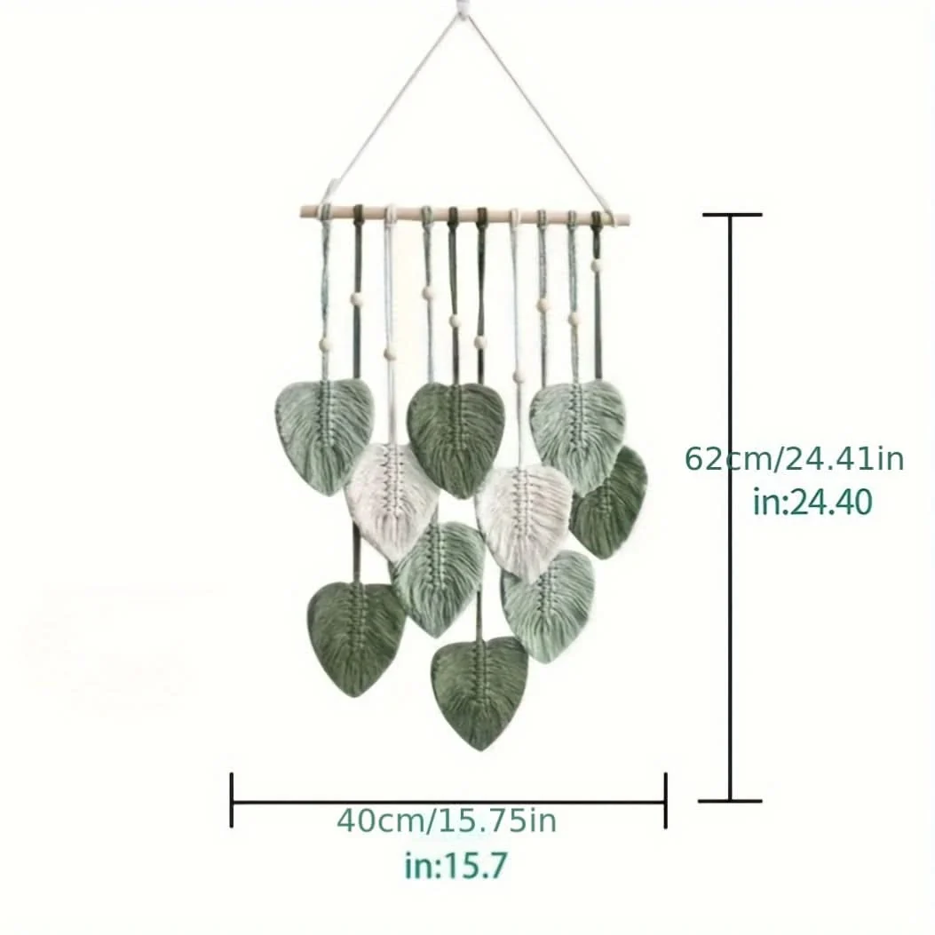 Verdelia - Bohemian Green Leaf Wall Hanging - Imagen 5