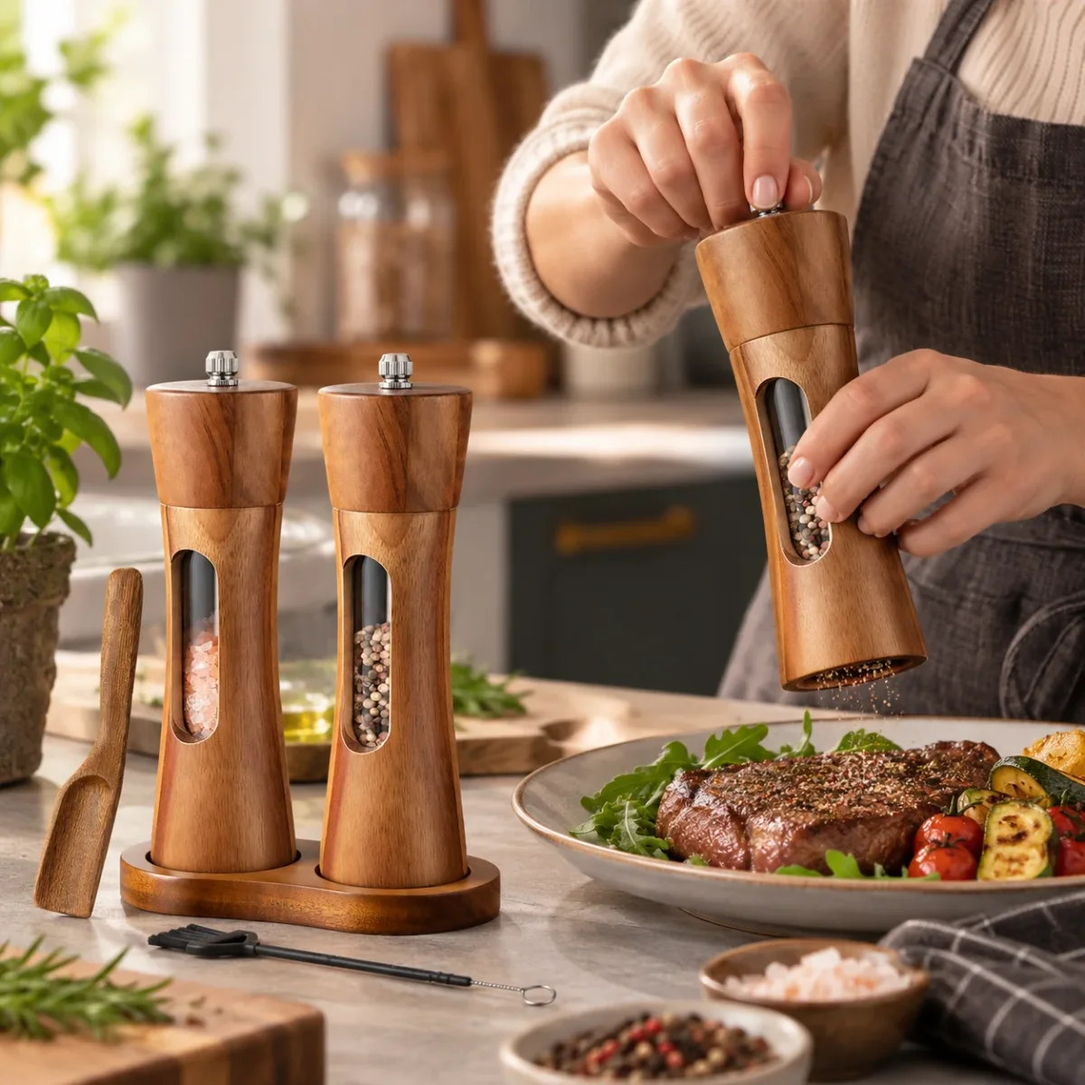 GRINDPEEK – Salt and Pepper Mill with Viewing Window for Convenient Use - Imagen 7