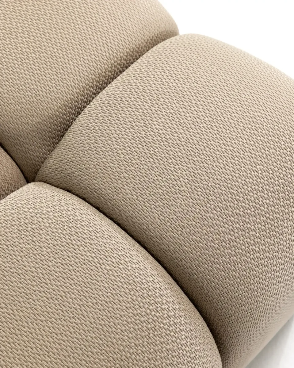 Puf de exterior CHOPIN de olefina reciclada 89 x 69 x 42 cm en color natural - Imagen 4