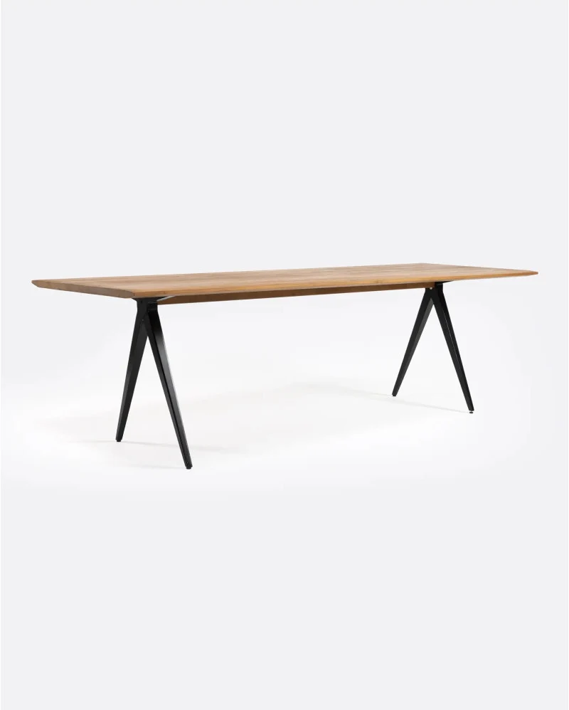 Mesa de comedor LIKU de madera de teca reciclada y hierro 140 x 80 x 75 cm - Imagen 3