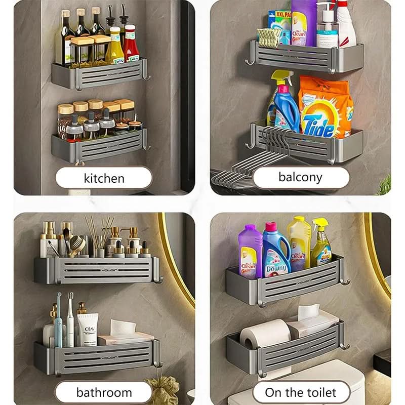 ALUMORA – Self Adhesive Aluminum Bathroom Shelf Organizer - Imagen 6
