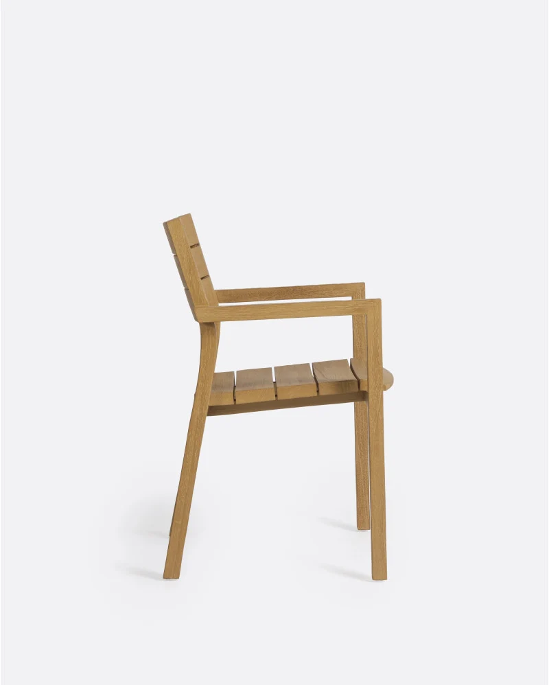 Silla de exterior GENESIS apilable de madera de teca 55 x 57 x 85 cm en color natural - Imagen 4