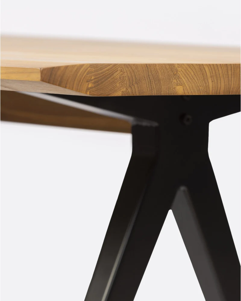 Mesa de comedor LIKU de madera de teca reciclada y hierro 140 x 80 x 75 cm - Imagen 4