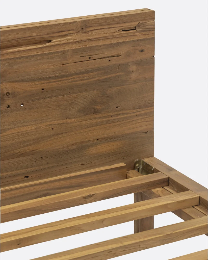 Estructura de cama EROSI de madera de teca reciclada 170 x 210 x 79 cm para colchón 160 x 200 cm - Imagen 4