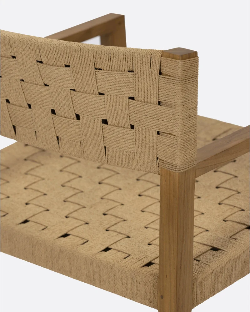 Silla lounge CORA de madera de teca y cuerda de papel 68 x 65 x 73 cm en color natural - Imagen 6