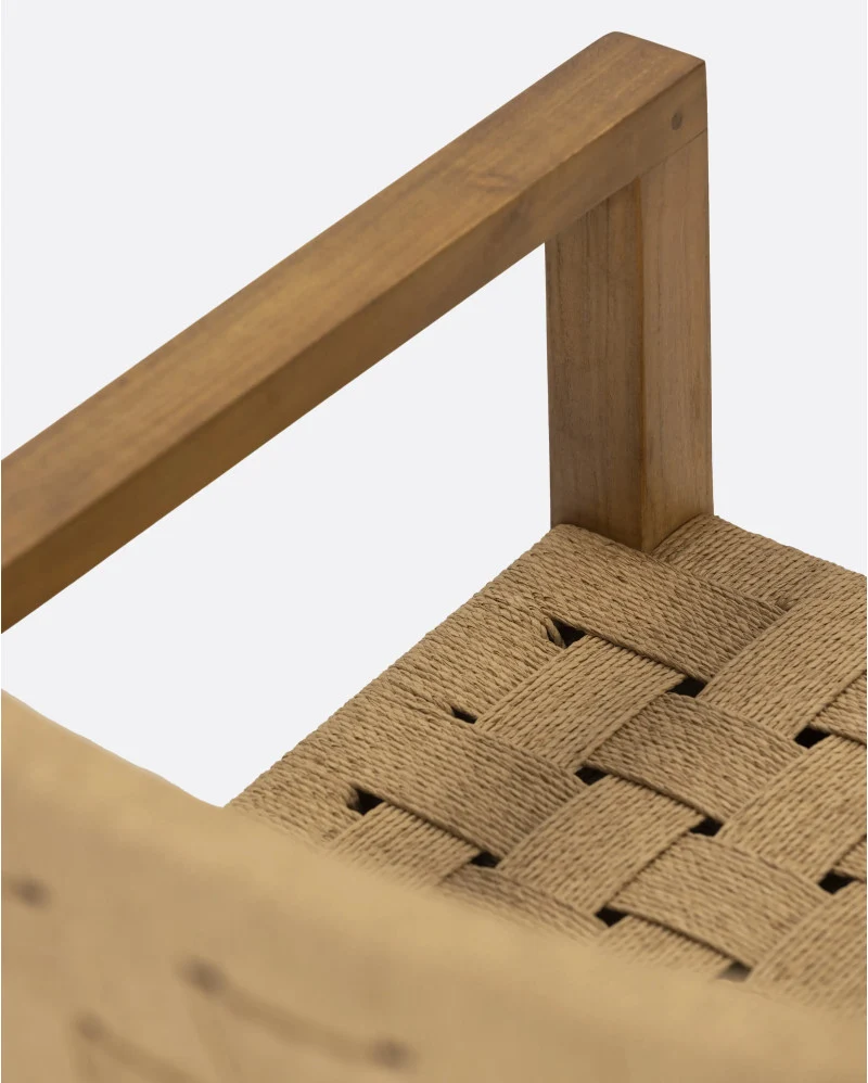 Silla lounge CORA de madera de teca y cuerda de papel 68 x 65 x 73 cm en color natural - Imagen 7