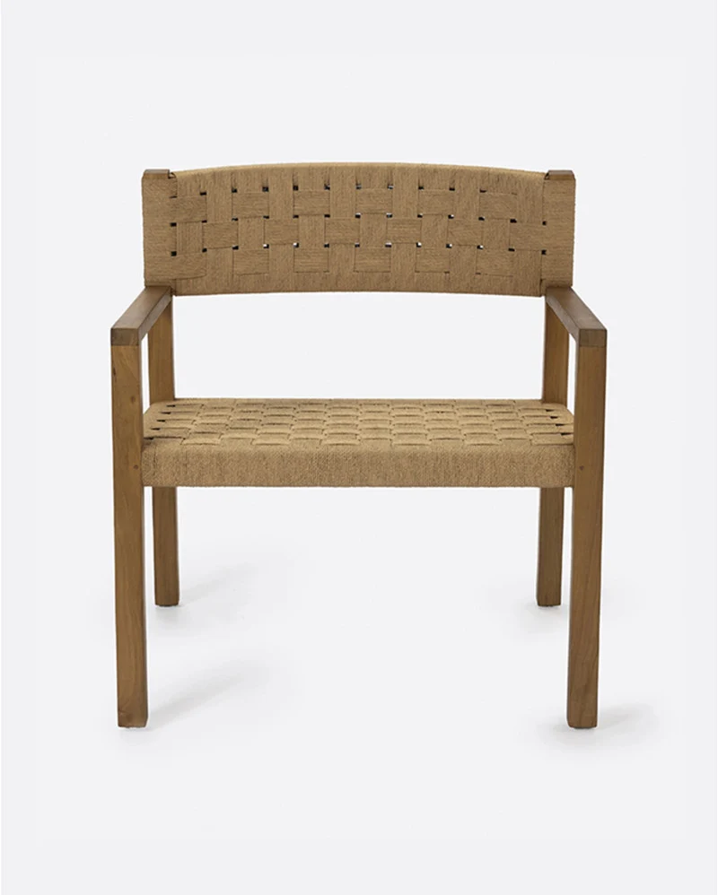 Silla lounge CORA de madera de teca y cuerda de papel 68 x 65 x 73 cm en color natural