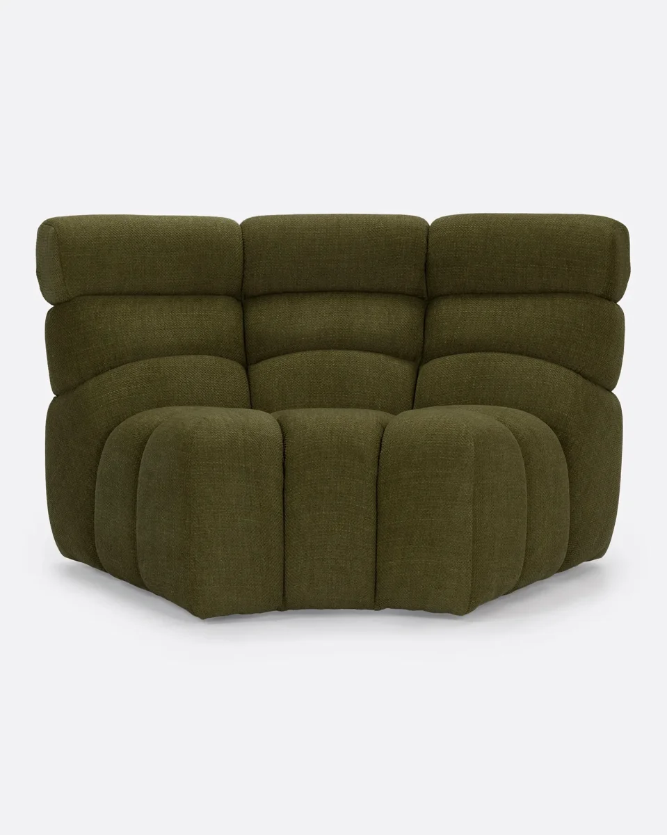 Sofá modular CHOPIN rinconero round de olefina reciclada 130 x 97 x 80 cm en color musgo - Imagen 2
