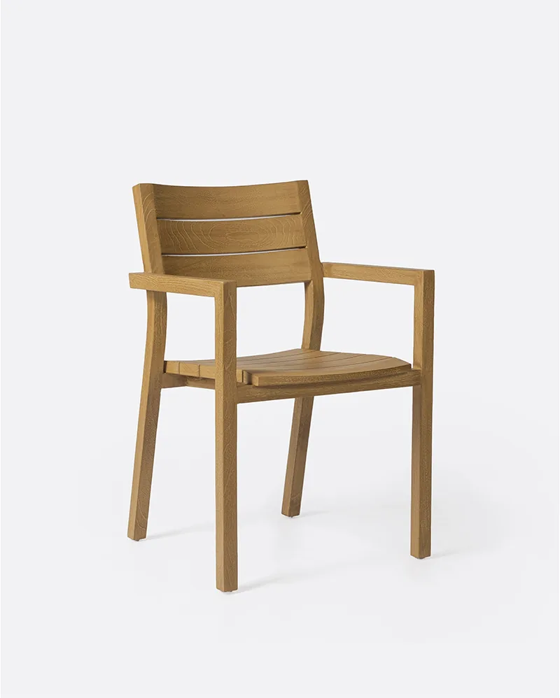 Silla de exterior GENESIS apilable de madera de teca 55 x 57 x 85 cm en color natural - Imagen 2