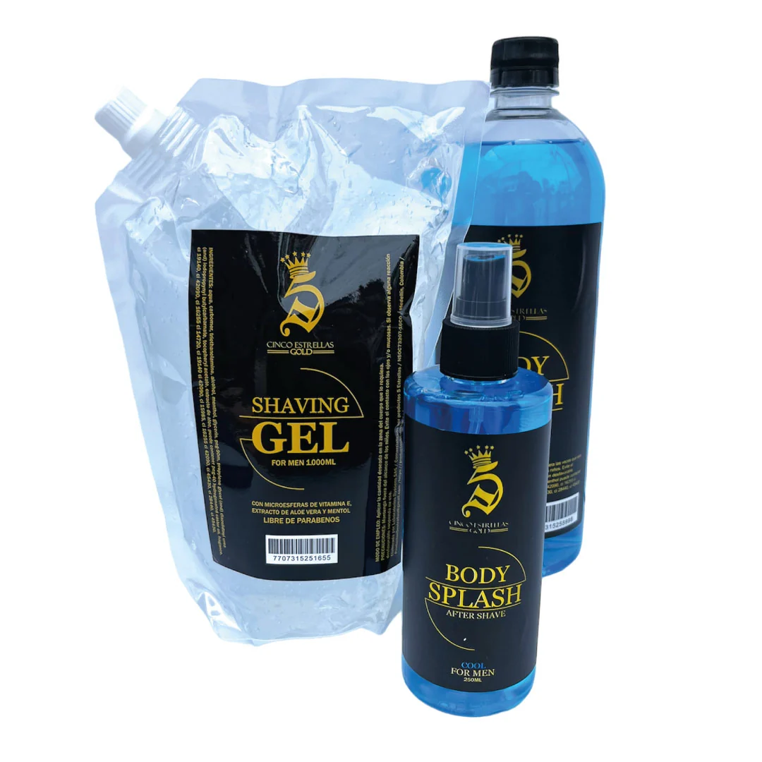Combo Barberia 2 lociones refrescantes de 1000 ml y 250 ml y gel de afeitado 5 estrellas - Imagen 4