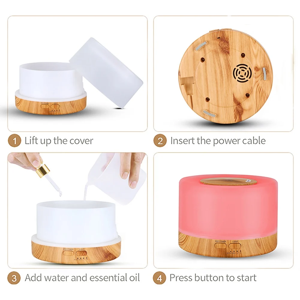 Humidificador difusor de aire con luces led control remoto y esencia - Imagen 5