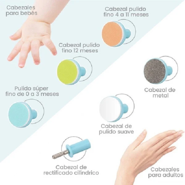 Lima cortaúñas para bebes eléctrica con luz LED - Imagen 6
