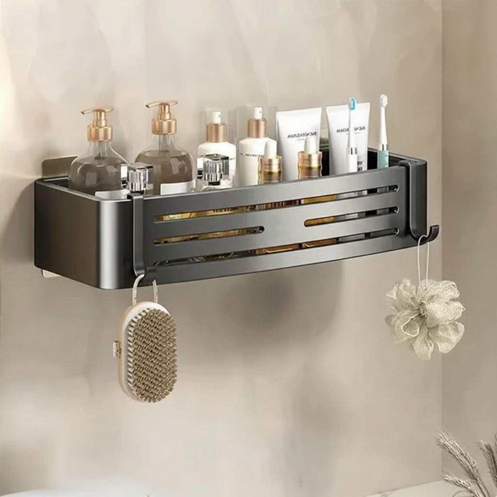 ALUMORA – Self Adhesive Aluminum Bathroom Shelf Organizer - Imagen 5