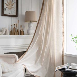 BOHTERRA – Bohemian Beige Semi-Blackout Curtains for Cozy Interior Appeal