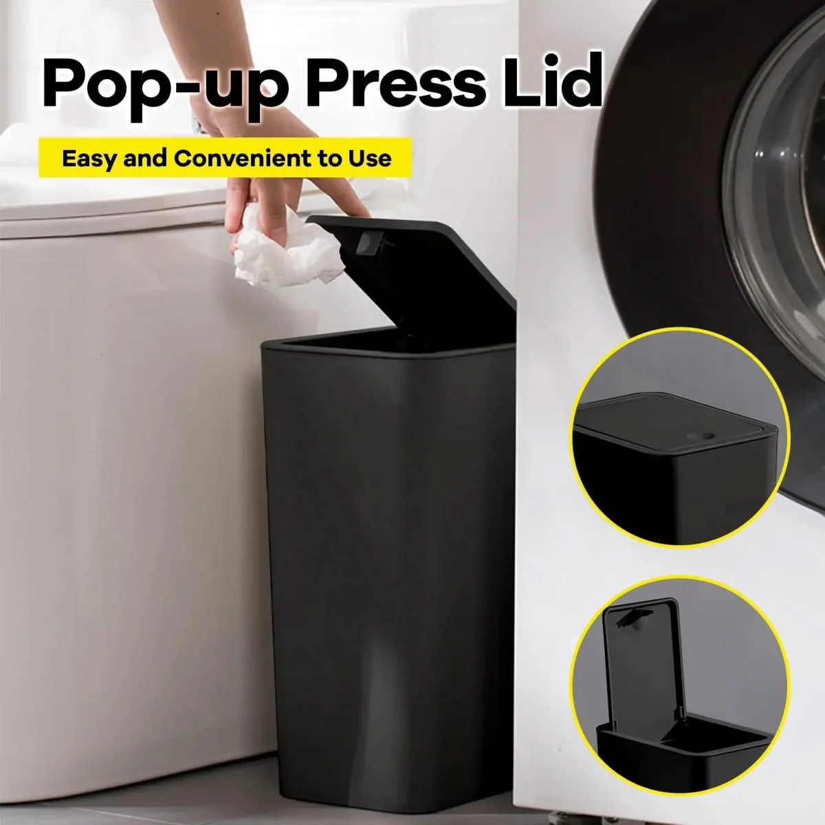 PRESSLUX – Slim Press Top Trash Can 10L - Imagen 8