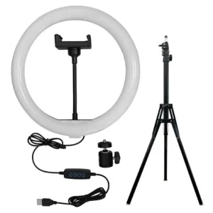 Aro de luz LED grande 30 cm con soporte de celular y trípode