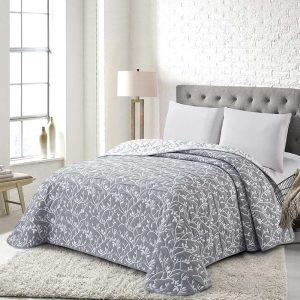 Colcha bouti FLORY reversible jacquard poliéster gris
