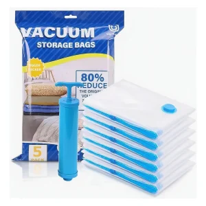 Set x5 Bolsas al Vacío para Ropa con Bomba Manual 80% de volumen