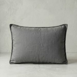 Funda de Cojín Harria Gris Oscuro Percal 200 Hilos Medida 30x50