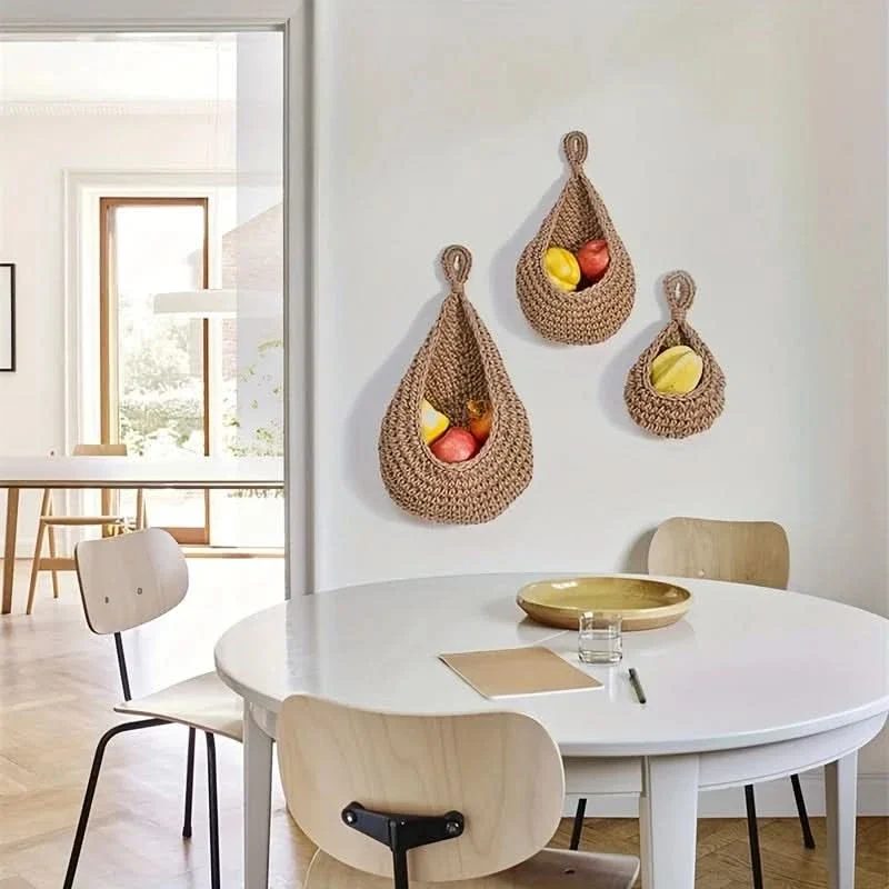 NATURANEST – Handmade Hanging Storage Basket Set - Imagen 3