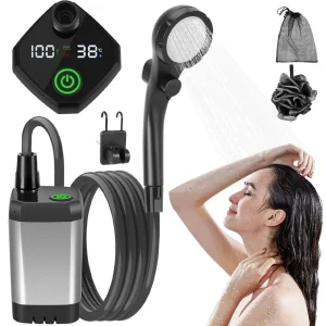 AQUAFLOWX – Portable Camping Shower Pump with Digital Display