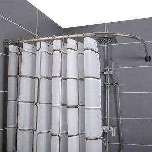 FLEXICURVE – Extendable L-Shaped Shower Curtain Rod with Punch-Free Stainless Steel Installation for Modern Bathrooms