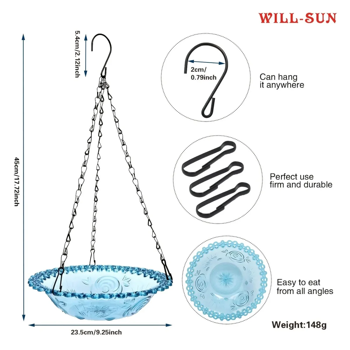 BIRDNEST – Hanging Double Bowl Feeder for Outdoor Bird Watching - Imagen 7