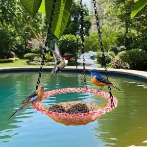 BIRDNEST – Hanging Double Bowl Feeder for Outdoor Bird Watching