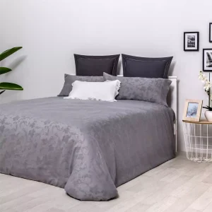 Funda Nórdica FLORAL - Algodón Jacquard 200 Hilos Gris