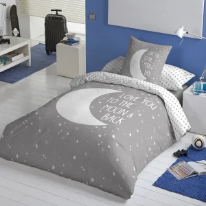 Funda Nórdica Infantil MOON GREY - Percal Algodón 144 Hilos Gris