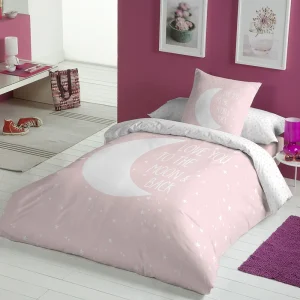 Funda Nórdica Infantil MOON PINK - Percal Algodón 144 Hilos Rosa