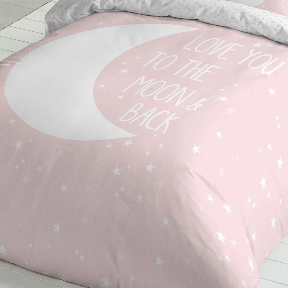 Funda Nórdica Infantil MOON PINK - Percal Algodón 144 Hilos Rosa - Imagen 4