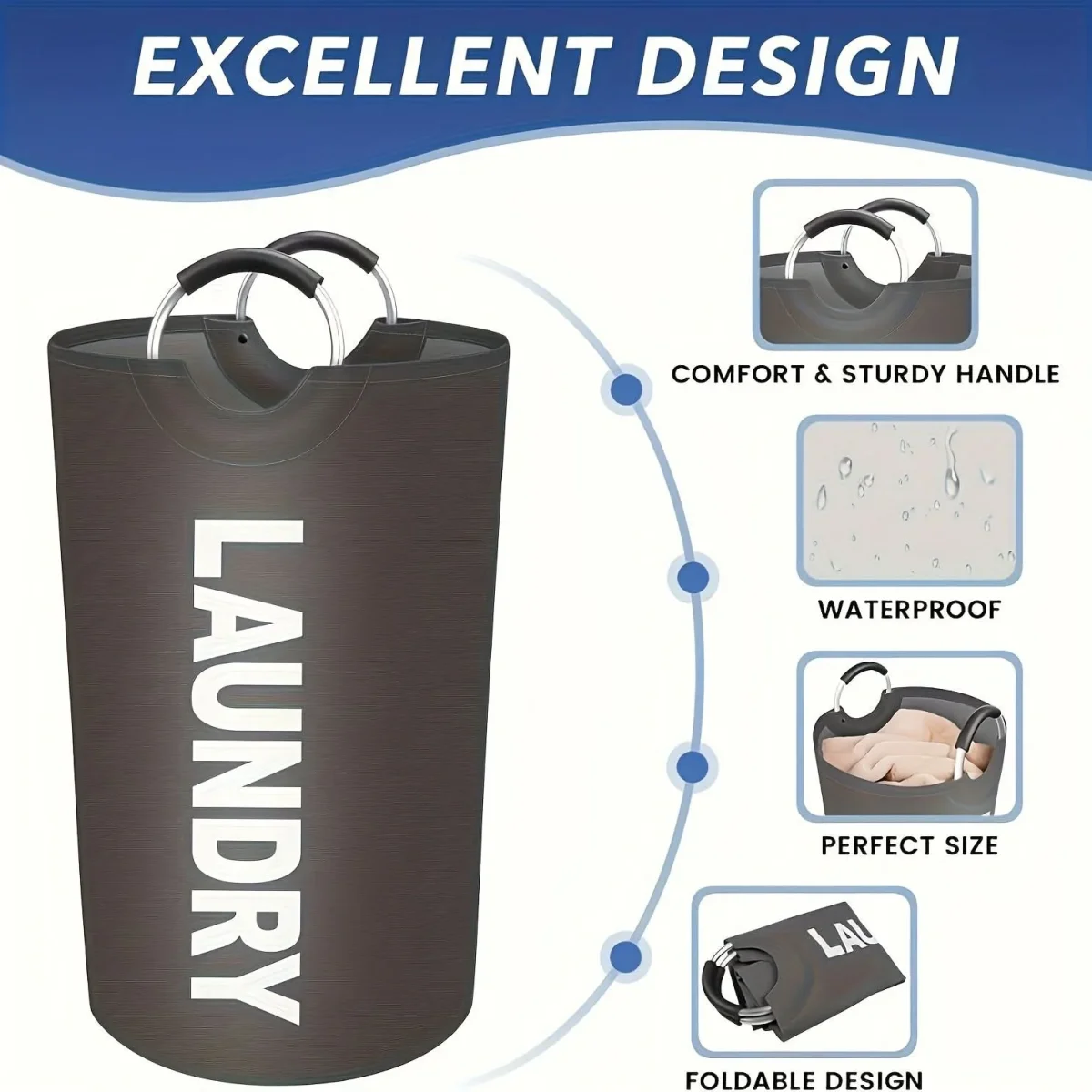 PADDEDNEST – Waterproof Laundry Basket Comfortable Carry Design - Imagen 5