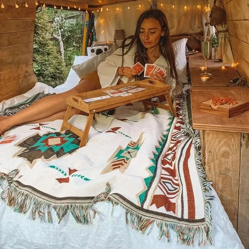 MEXIBREEZE – Bohemian Linen Blanket for Travel & Sofa Use - Imagen 7