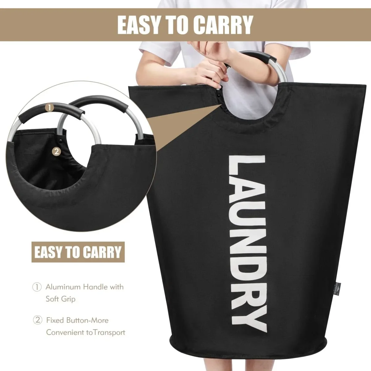 PADDEDNEST – Waterproof Laundry Basket Comfortable Carry Design - Imagen 6