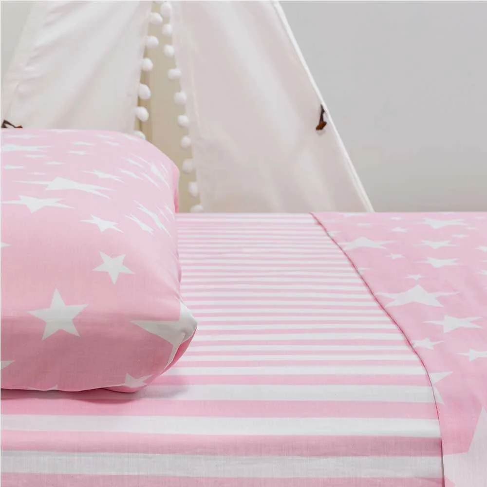 Juego de Sábanas Infantil GIVETTE PINK - Algodón Poliéster Rosa - Imagen 4