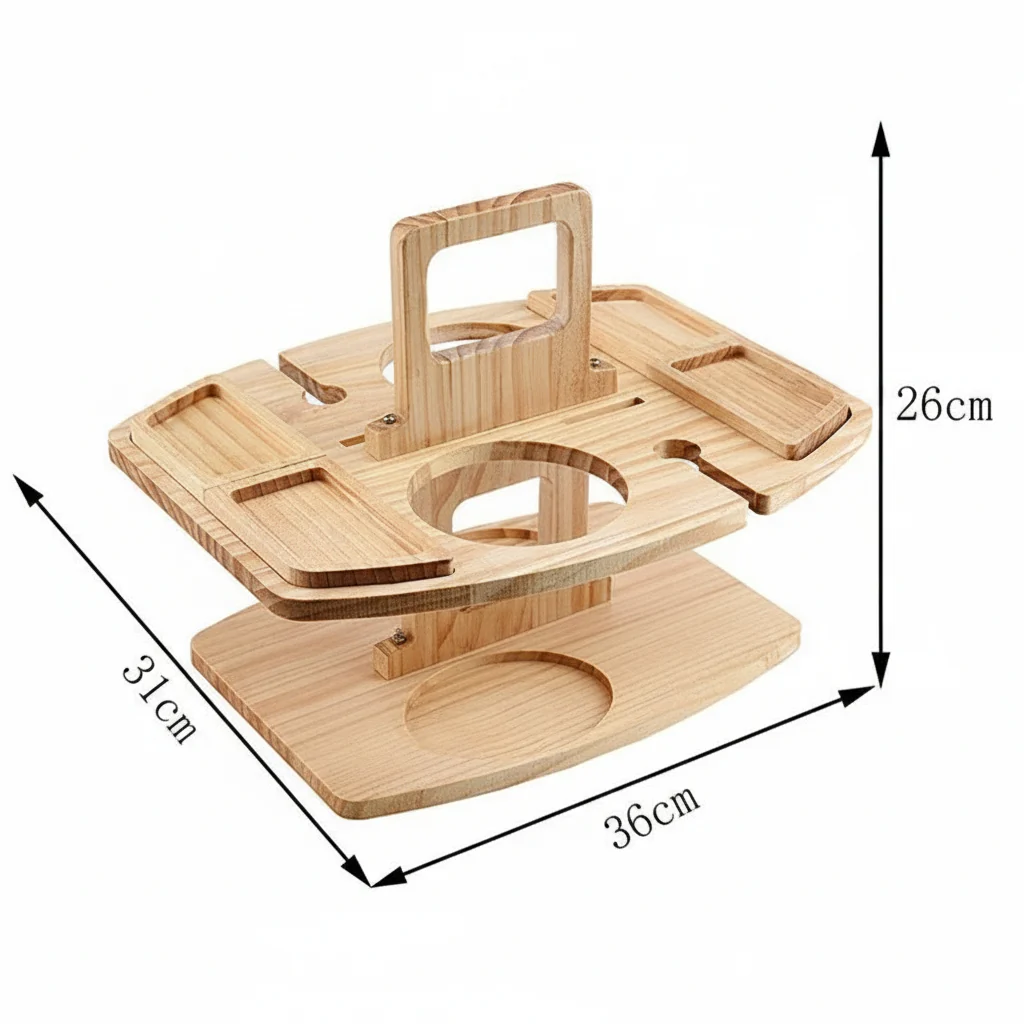 VINEREST – Wooden Picnic Wine Table with Divided Compartments - Imagen 4