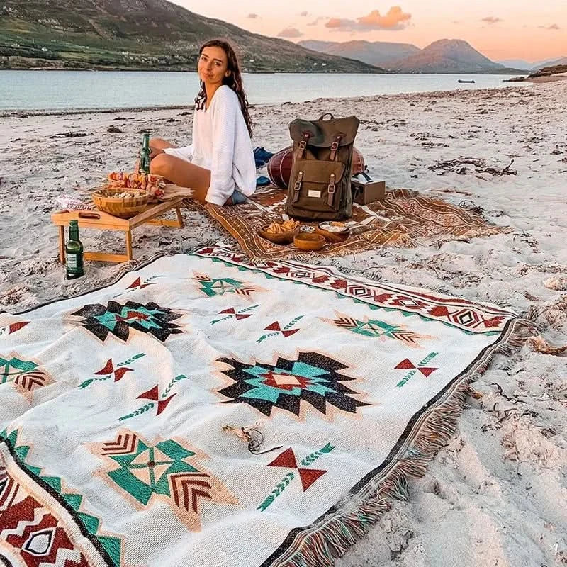 MEXIBREEZE – Bohemian Linen Blanket for Travel & Sofa Use - Imagen 4