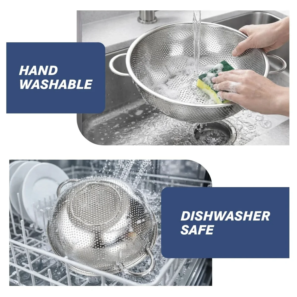 STRAINFLOW – Stainless Steel Kitchen Colander Set - Imagen 7
